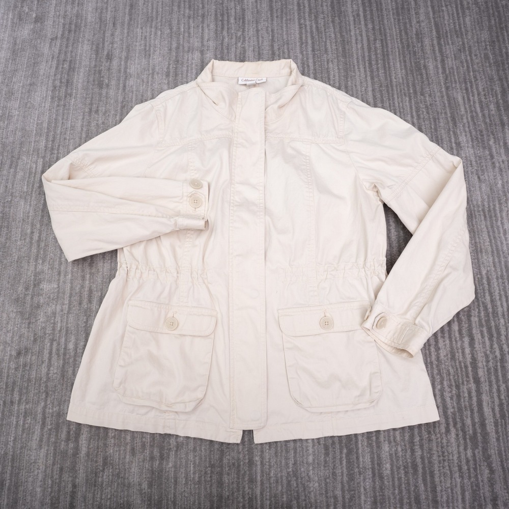 Coldwater Creek Field Jacket Womens 12 Beige Excellent Cotton Blend Utility